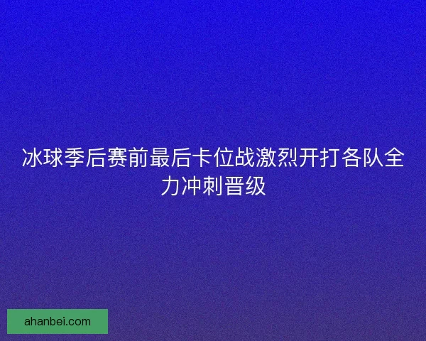 冰球季后赛前最后卡位战激烈开打各队全力冲刺晋级