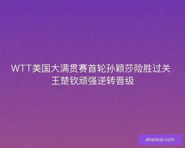 WTT美国大满贯赛首轮孙颖莎险胜过关 王楚钦顽强逆转晋级